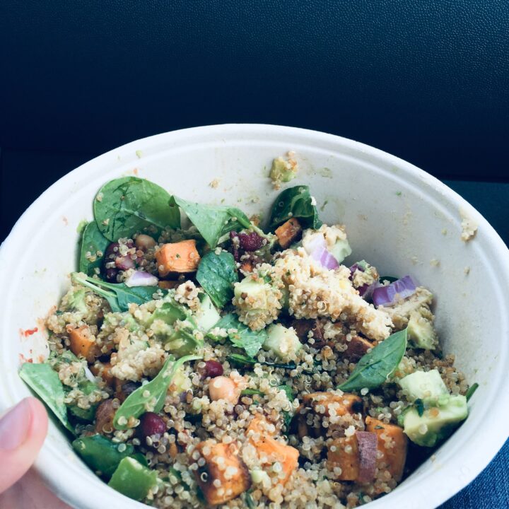 vegan quinoa sweet potato bowl