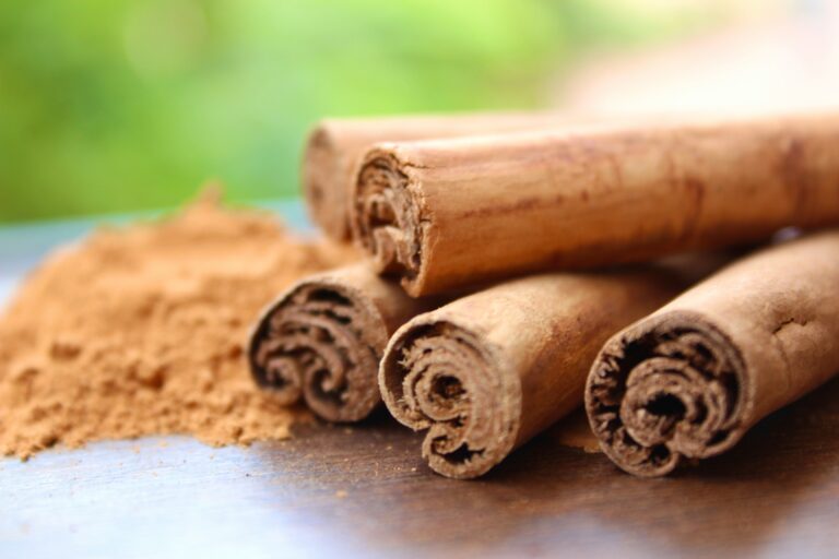 cinnamon sticks next to ground cinnamon