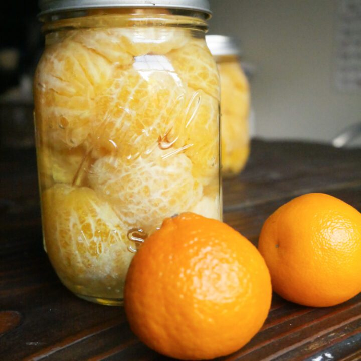 canned oranges in mason jar
