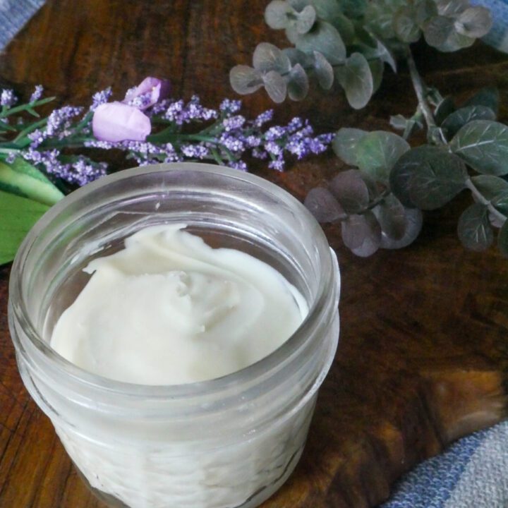 homemade anti-aging cream in glass jar