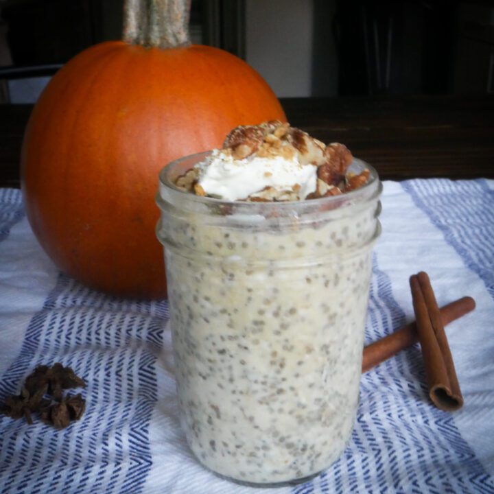 pumpkin pie overnight oats with chia seeds
