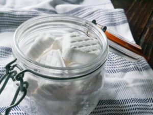 homemade dishwasher pods in glass jar