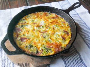 crustless quiche cooked in cast iron