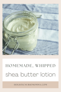 homemade whipped shea butter lotion in glass jar