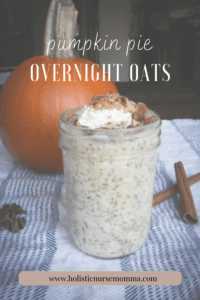 pumpkin pie overnight oats with chia seeds in mason jar