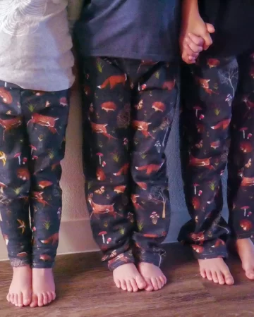 kids wearing homemade pajama pants