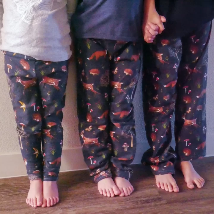 kids wearing homemade pajama pants