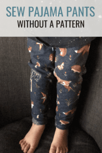 child wearing homemade pajama pants