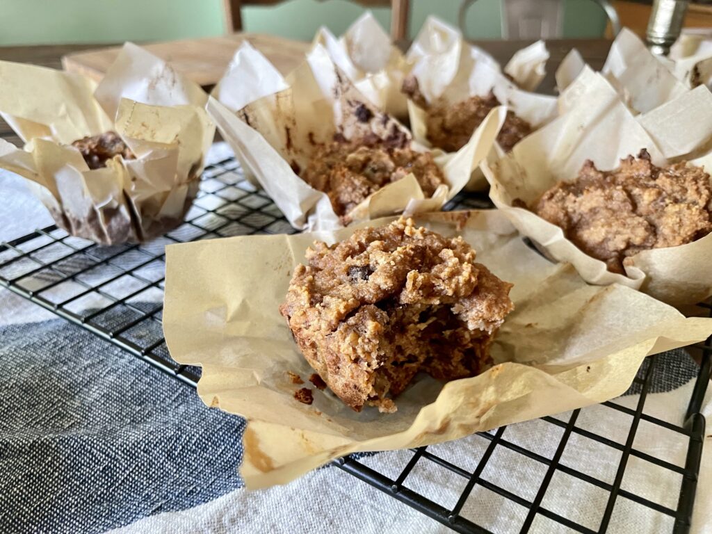 applesauce muffin with bite taken out of it