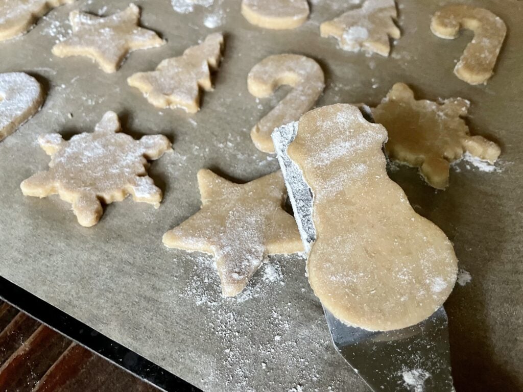 unbaked fresh milled flour sugar cookies on parchment paper