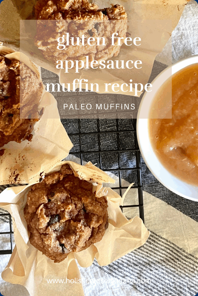 gluten free muffin on wire rack next to applesauce