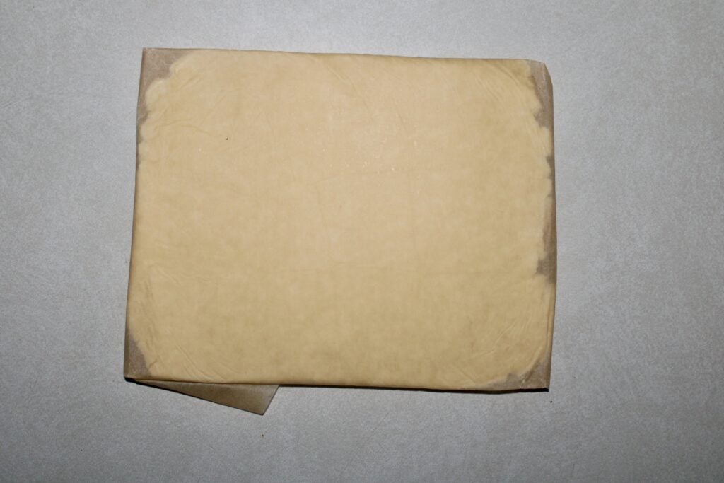 butter block in parchment paper for fresh milled flour sourdough croissants